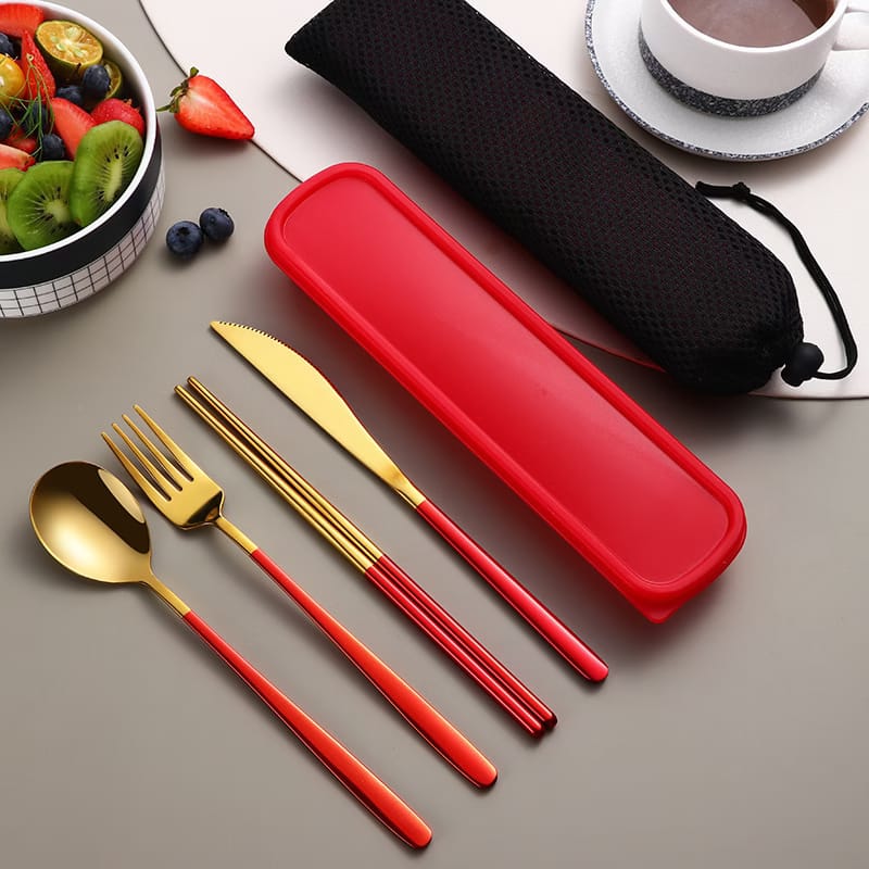 bdec1036-ffbc-47e7-bbd1-be769c23ba4e.jpg 304 Dinnerware Set Flatware Kitchen Accessories Camping Travel Sets Gold Knife Fork Spoon Portable Cutlery Sets With Case - Image 9