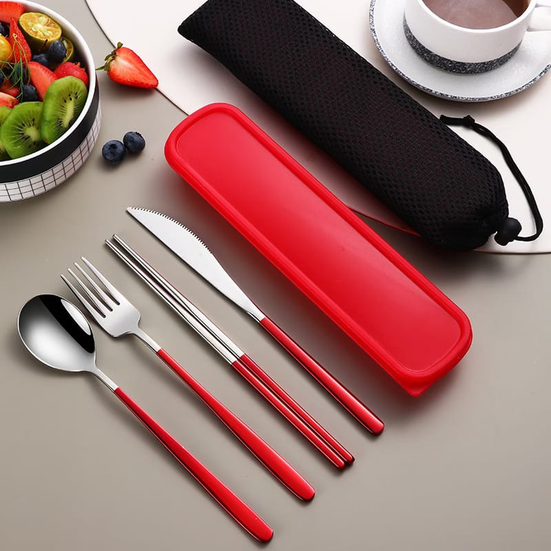 da8bc85e-be15-4ab4-8f02-c14b8605f15c.jpg 304 Dinnerware Set Flatware Kitchen Accessories Camping Travel Sets Gold Knife Fork Spoon Portable Cutlery Sets With Case - Image 5